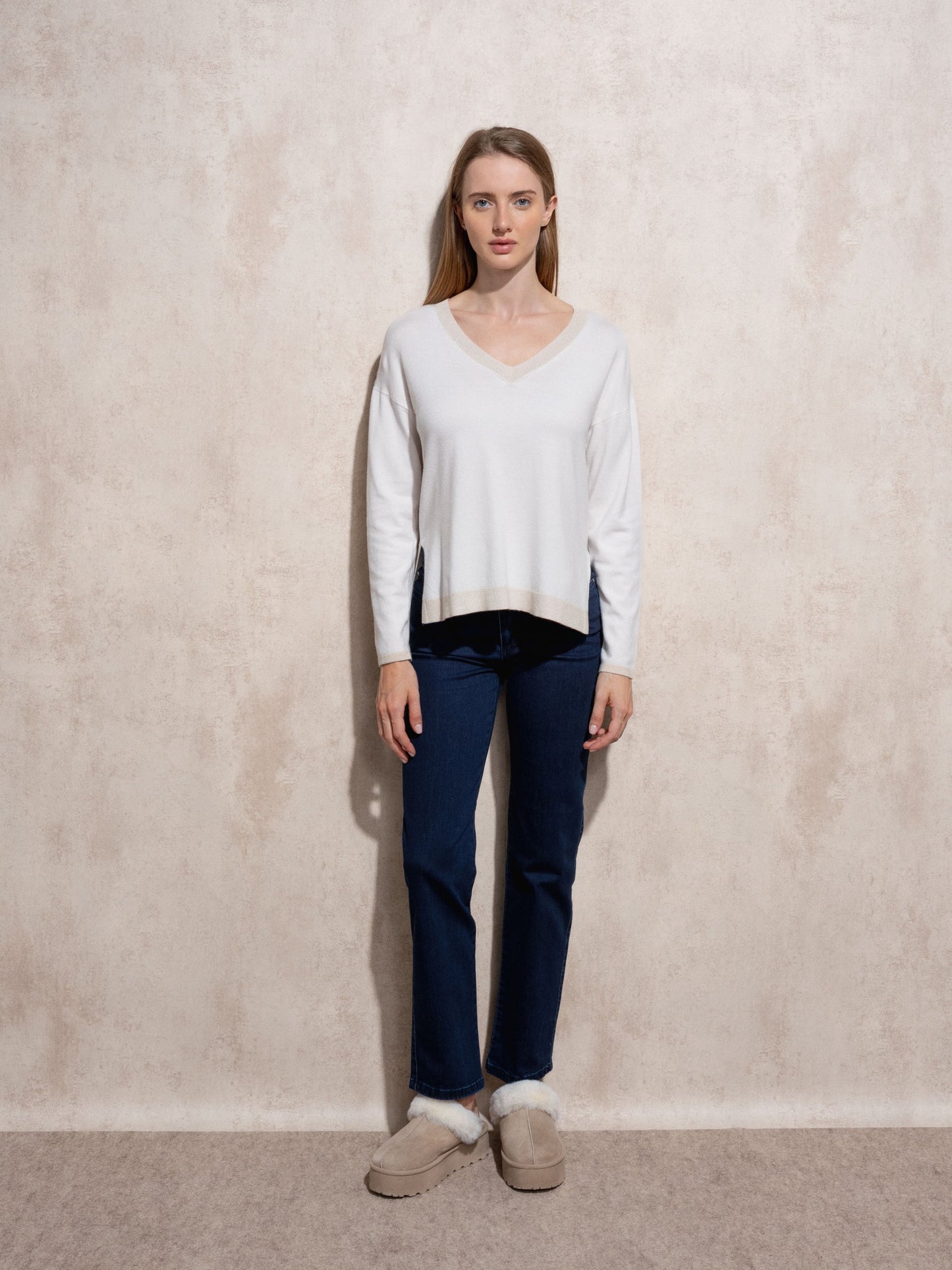 CAMISOLA DE MALHA COM LUREX DE DECOTE EM BICO - SMF