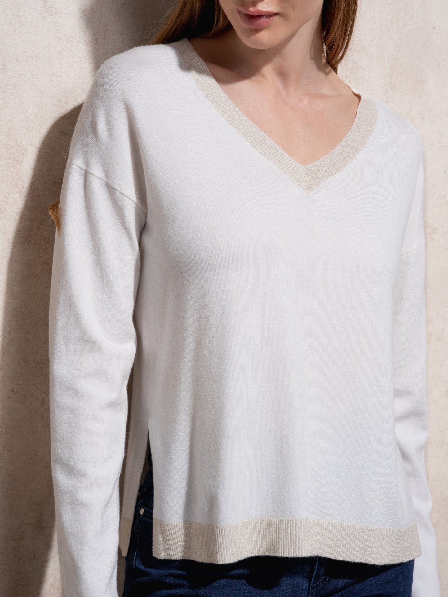 CAMISOLA DE MALHA COM LUREX DE DECOTE EM BICO - SMF