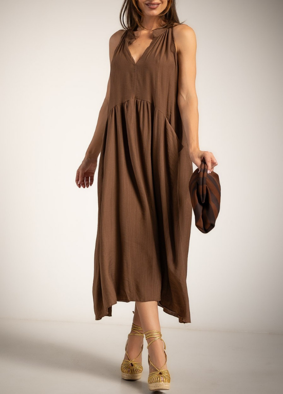 VESTIDO MIDI FLUIDO COM BOLSOS - ALBANO'S