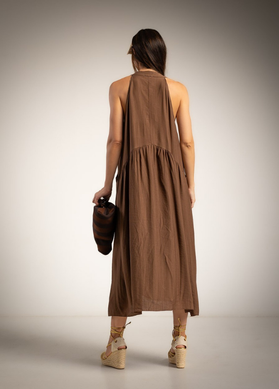 VESTIDO MIDI FLUIDO COM BOLSOS - ALBANO'S