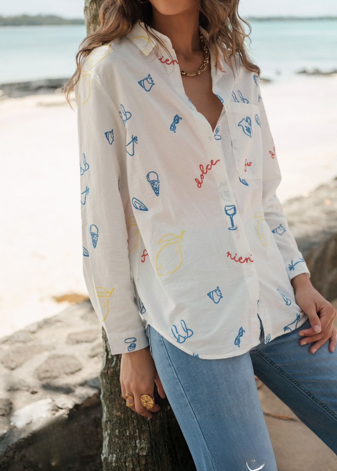 CAMISA BRANCA BORDADA - ALIBY