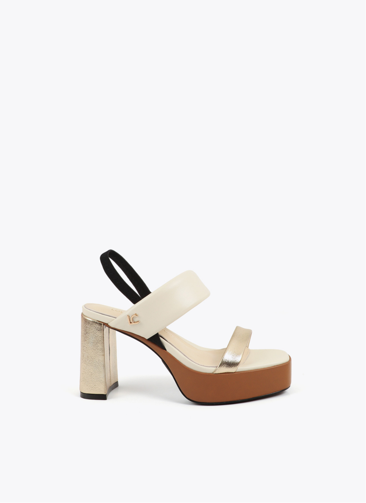 SANDÁLIA DE SALTO ALTO COM DESIGN TRICOLOR DE TIRAS - LOLA CASADEMUNT