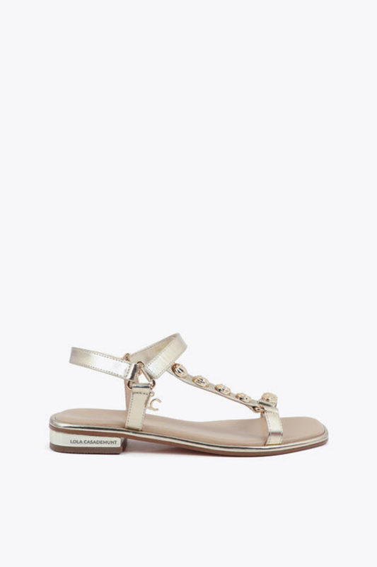 SANDÁLIAS RASAS DOURADAS TIPO GLADIADORAS - LOLA CASADEMUNT