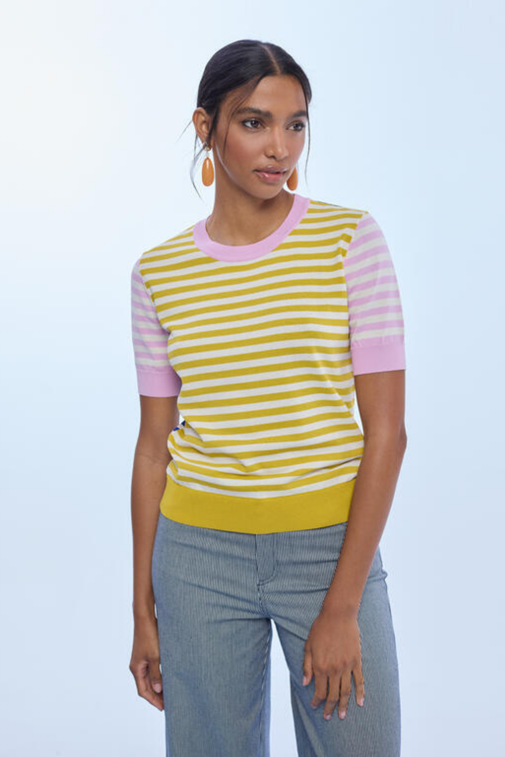 BLUSA DE MLAHA TIPO T-SHIRT ÀS RISCAS MULTICOLOR - LOLA CASADEMUNT