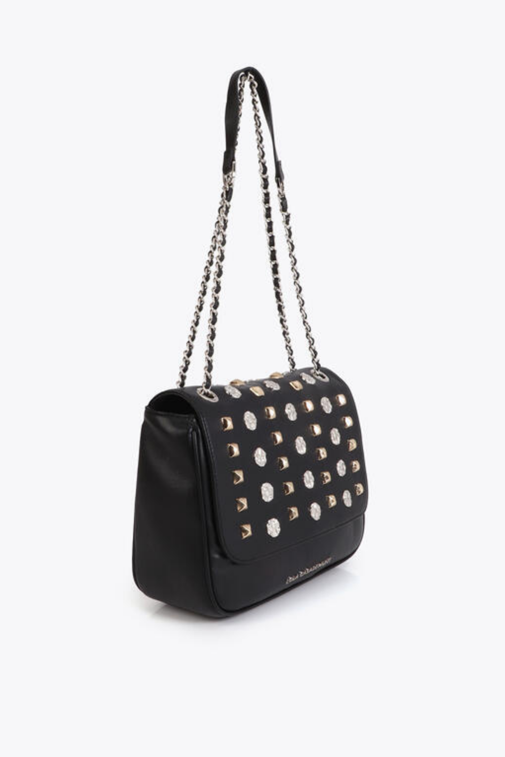 BOLSA TIRACOLO COM ABA E TACHAS DOURADAS E PRATEADAS - LOLA CASADEMUNT