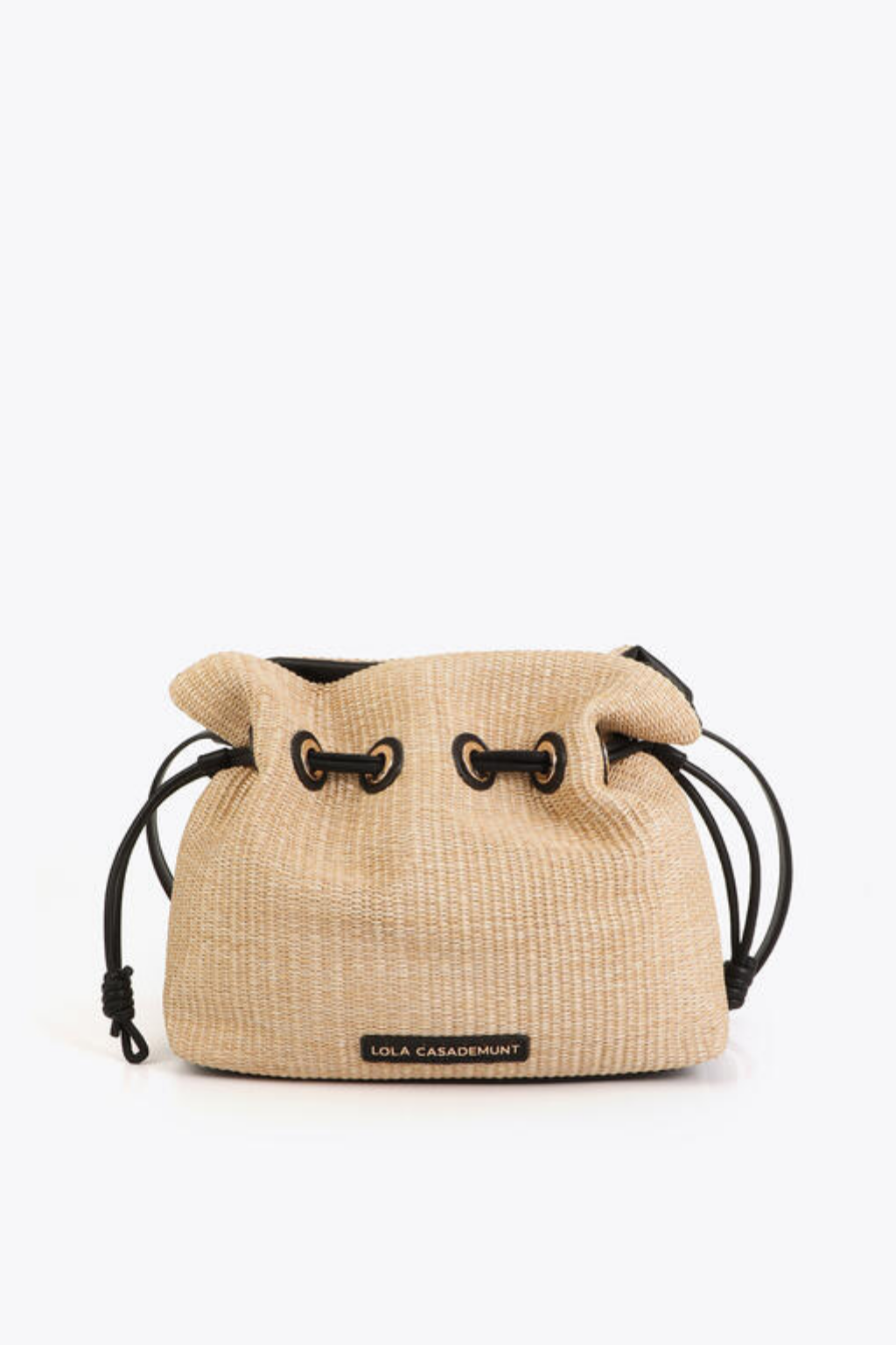 MALA BUCKET EM RÁFIA COM CORDÃO EM ECOPELE - LOLA CASADEMUNT