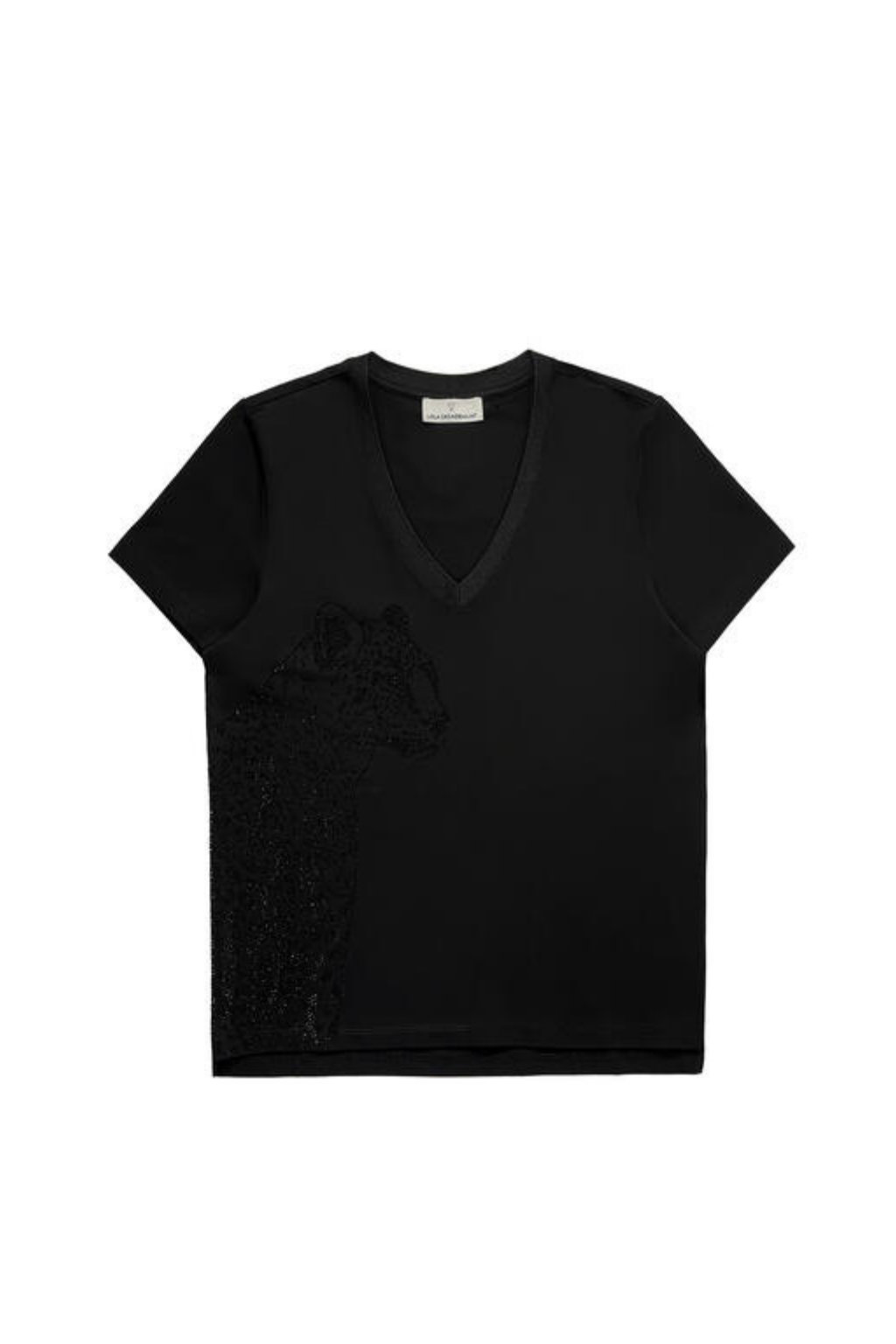 T-SHIRT PRETA COM STRASS - LOLA CASADEMUNT