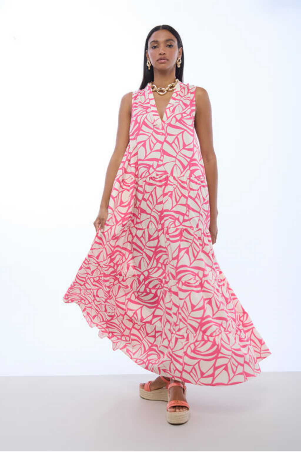 VESTIDO ESTAMPADO ROSA E CRU - LOLA CASADEMUNT