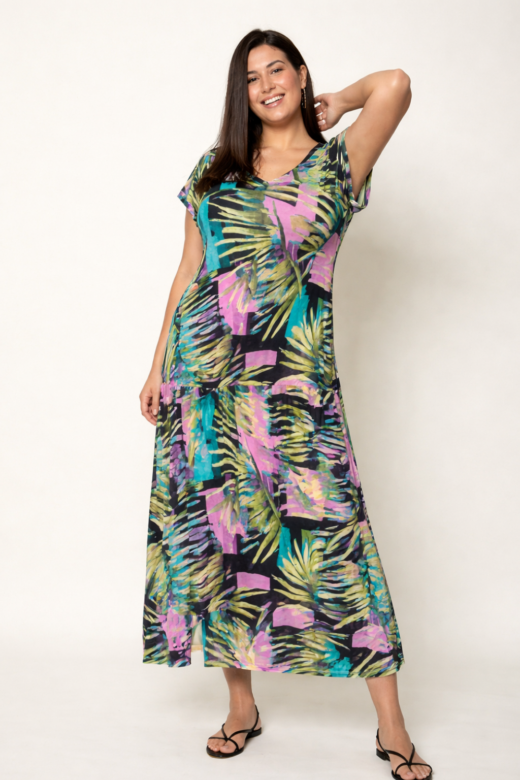 VESTIDO MIDI EVASÉ DE TULE ESTAMPADO - AN VITO