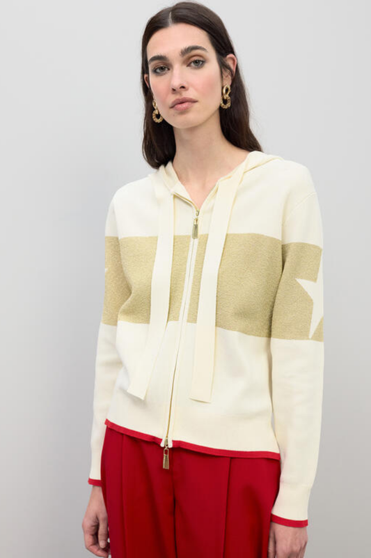 BLUSÃO ELEGANTE DE TRICÔ EM LUREX DOURADO - LOLA CASADEMUNT