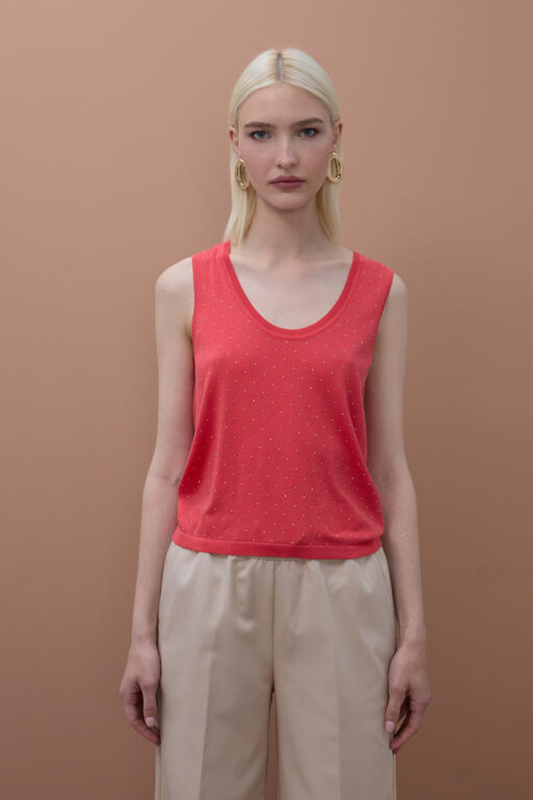 TOP DE ALÇAS EM MALHA COM STRASS - LOLA CASADEMUNT