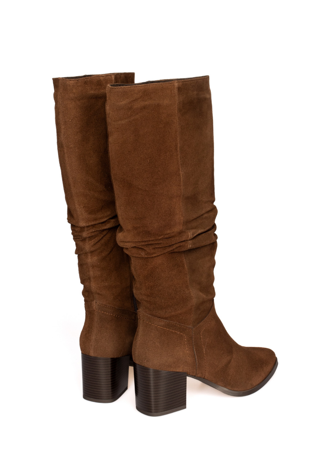 BOTA CASTANHA DE SALTO CANO ENRUGADO EM CAMURÇA - TAPADAS