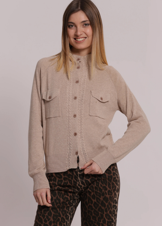 CARDIGAN DE MALHA COM BOTÕES E TORCIDOS - MIMI MUA