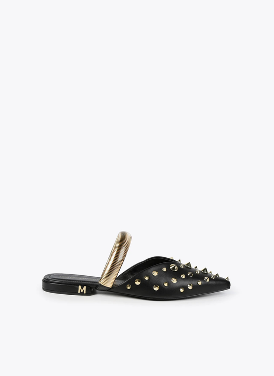 MULES PRETAS COM DETALHES DOURADOS - LOLA CASADEMUNT