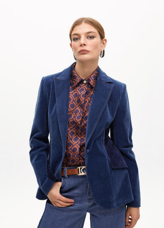 BLAZER ELEGANTE DE VELUDO AZUL - LOLA CASADEMUNT