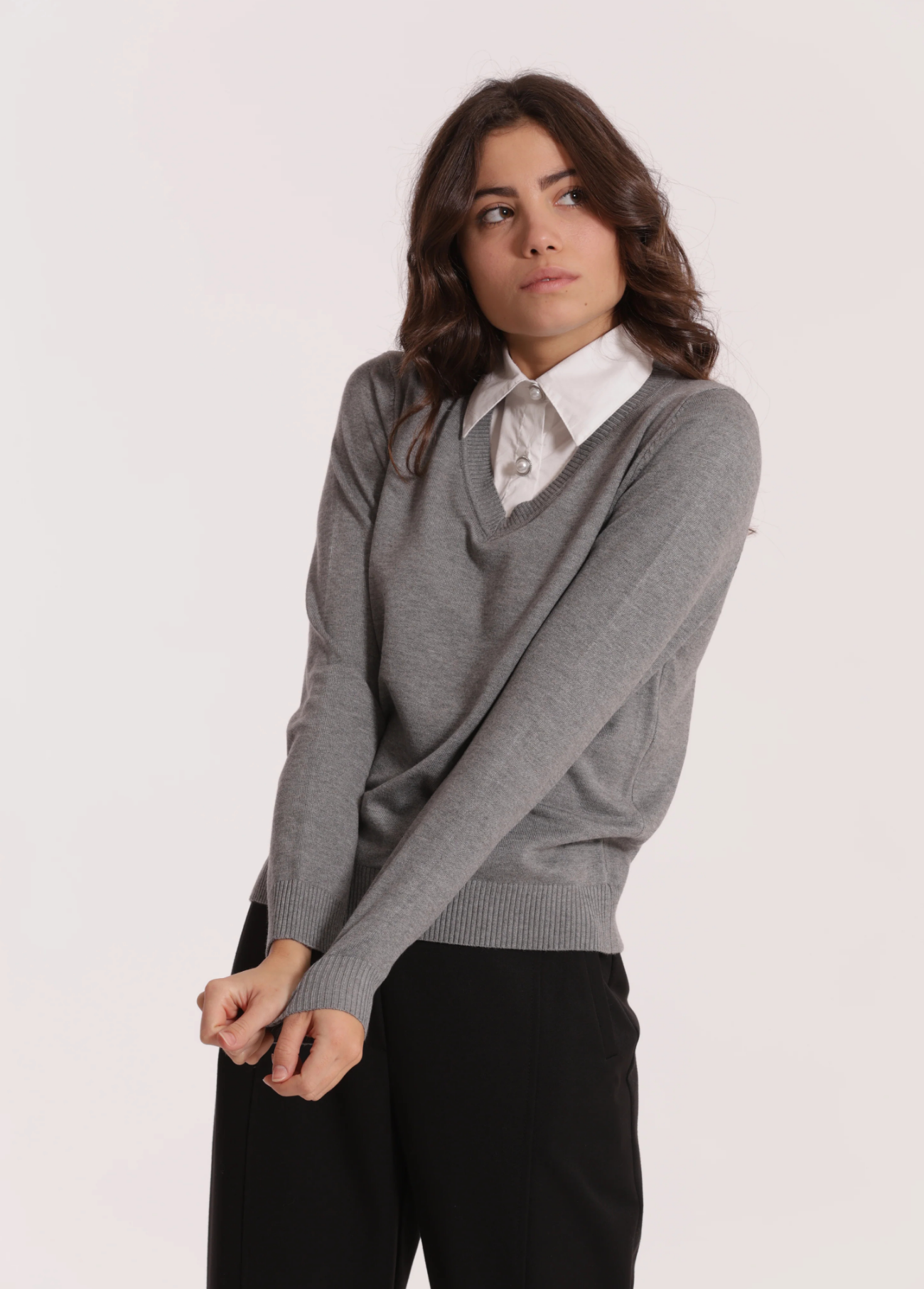CAMISOLA DE MALHA COM GOLA DE CAMISA - MIMI MUA