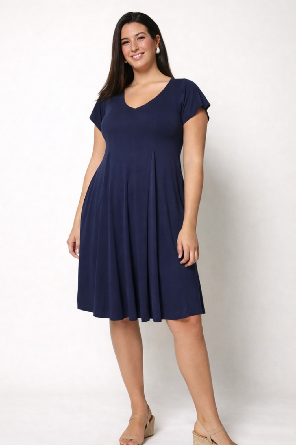 VESTIDO DE MALHA FRIA AZUL MARINHO - AN VITO