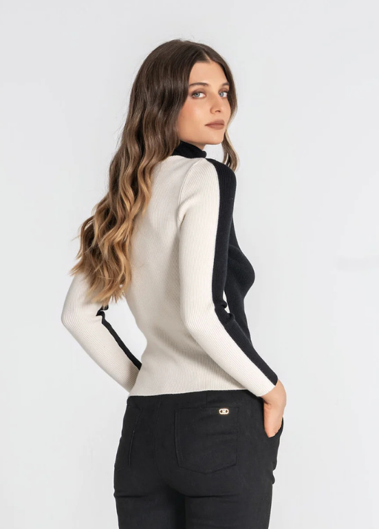 CAMISOLA DE MALHA DE GOLA ALTA BICOLOR - RUGA