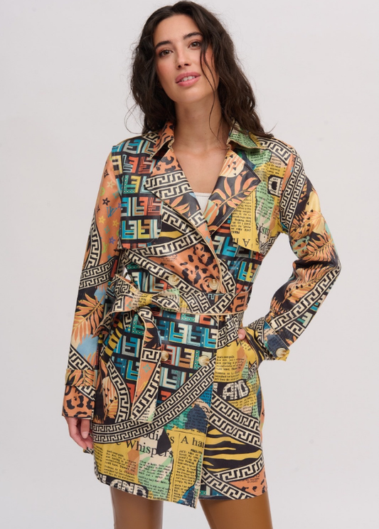 TRENCH TIPO NEOPRENE COM ESTAMPADO SOFISTICADO - ALIBY