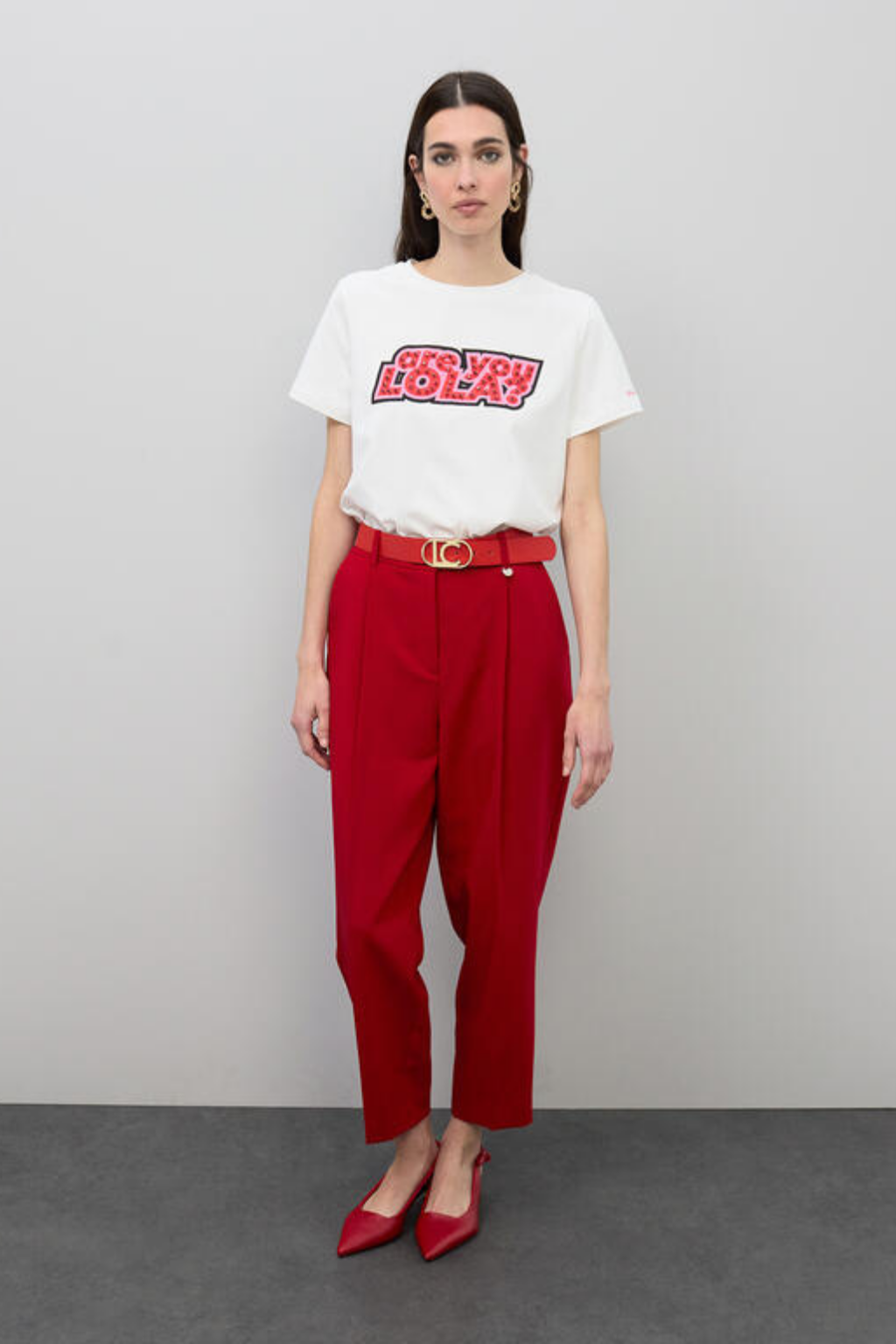 CALÇAS VERMELHAS COM PREGAS - LOLA CASADEMUNT