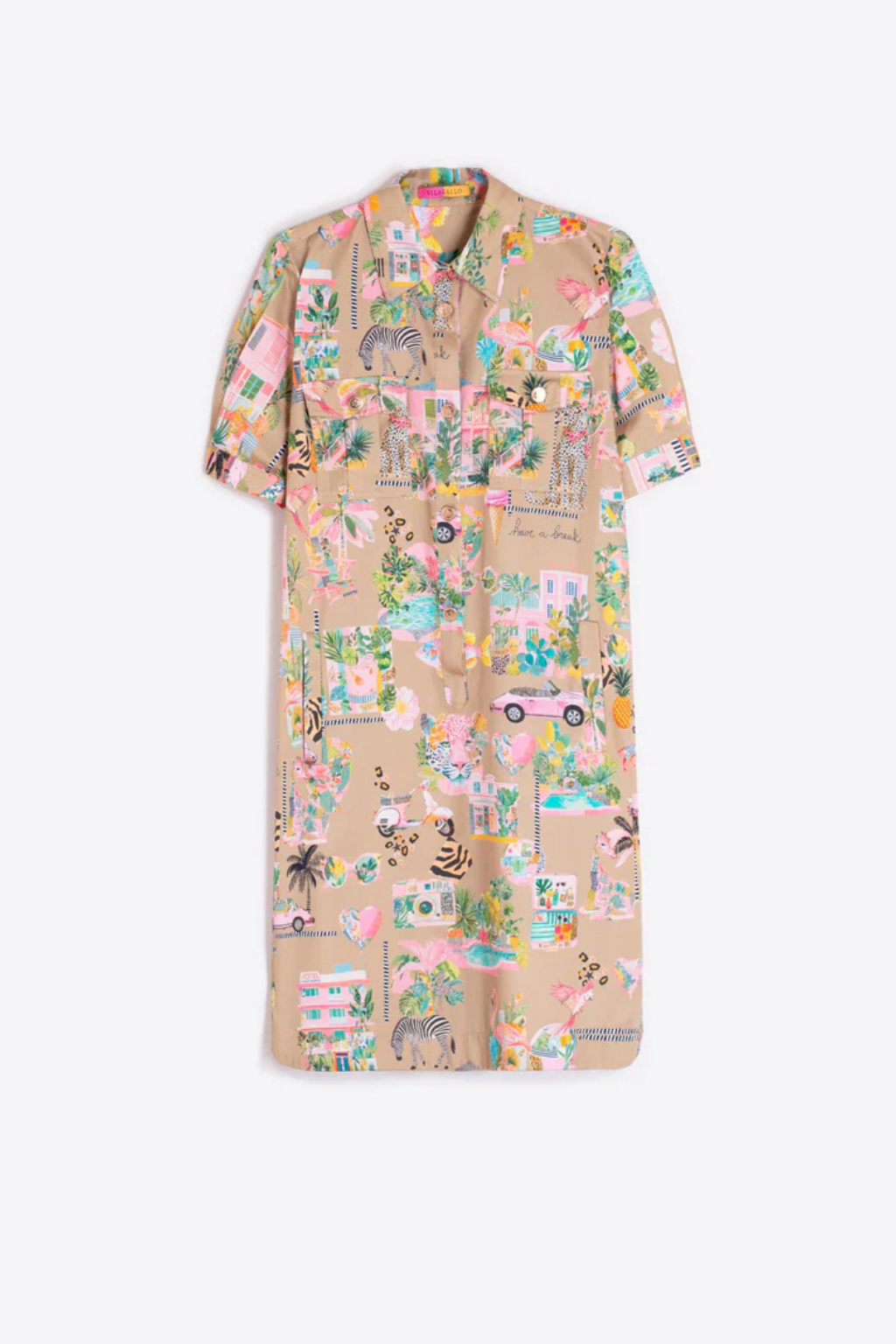 VESTIDO CURTO COM ESTAMPADO " CALIFÓRNIA" - VILAGALLO