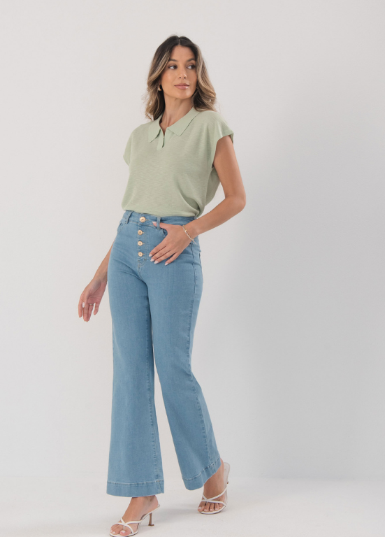 JEANS EM ALGODÃO COM CORTE FLARE - FERRACHE