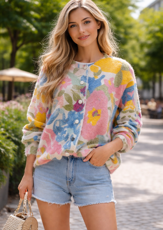 CARDIGAN ESTAMPADO FLORAL  - ALIBY