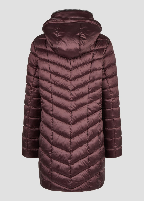 PARKA COMPRIDA ACOLCHOADA BORDEAUX COM CAPUZ E GOLA DE PÊLO - BARBARA LEBEK
