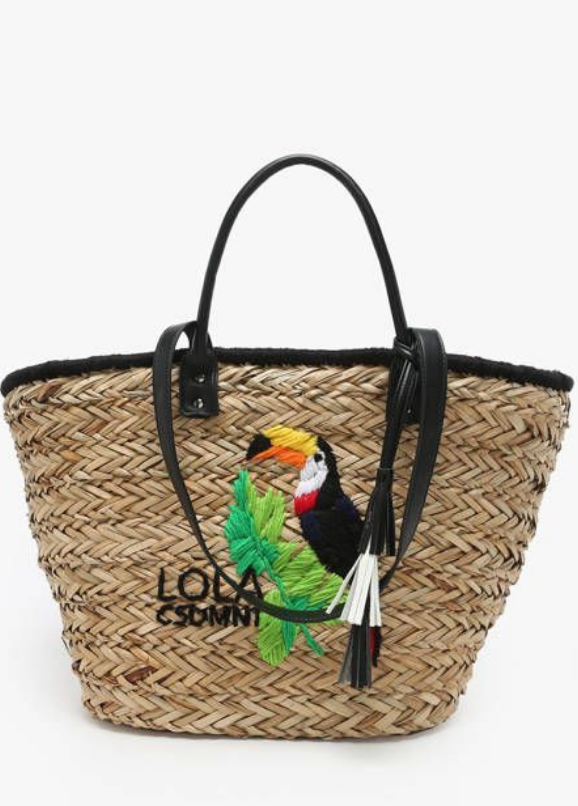 CESTA DE PALHINHA COM TUCANO E ZEBRA - LOLA CASADEMUNT