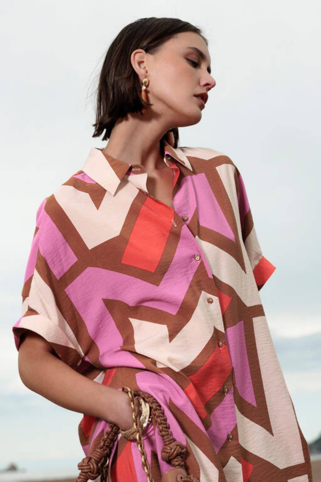 CAMISA ESTAMPADA GEOMÉTRICA MULTICOLOR - LOLA CASADEMUNT BY MAITE