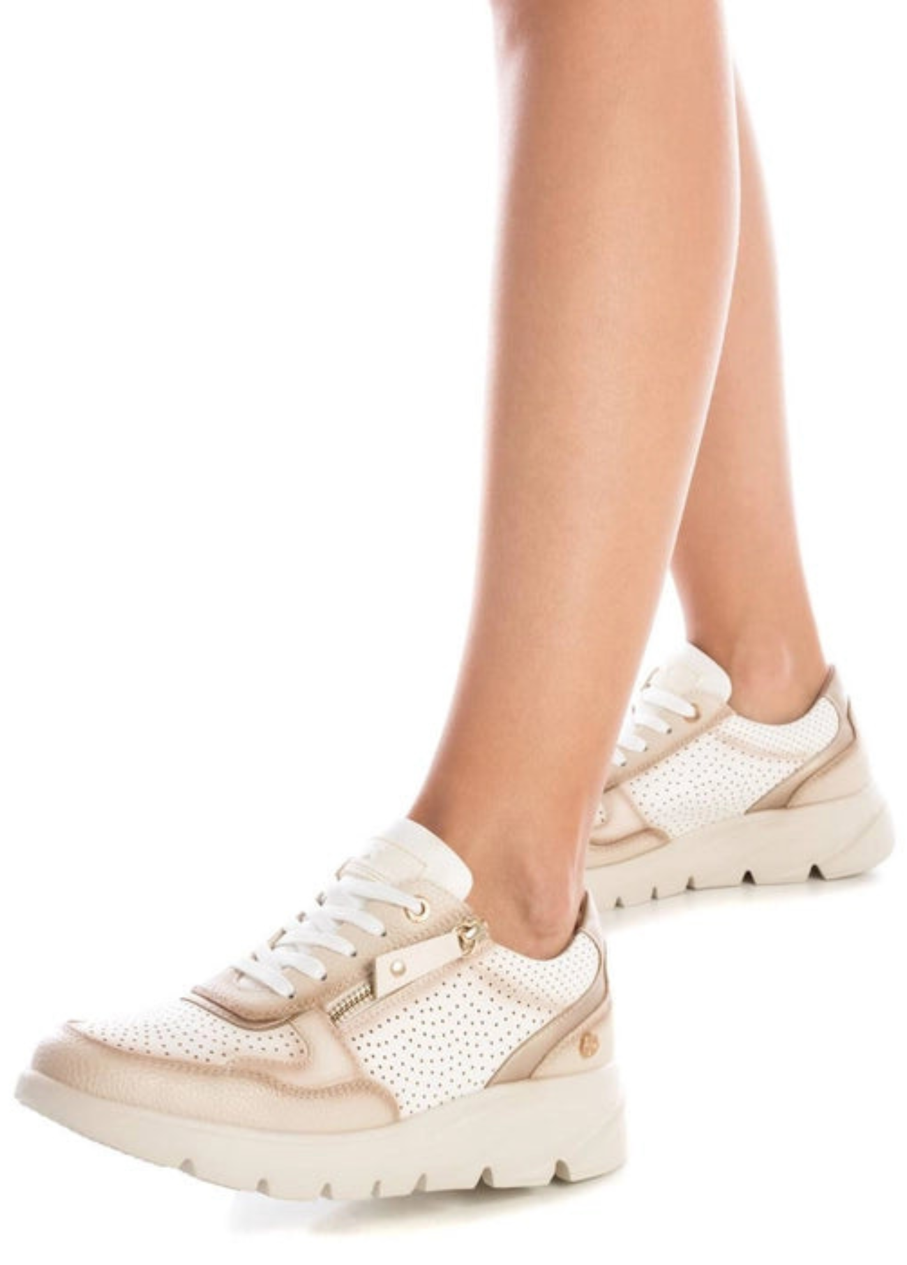 TÉNIS BEGE COM ZÍPER LATERAL - XTI