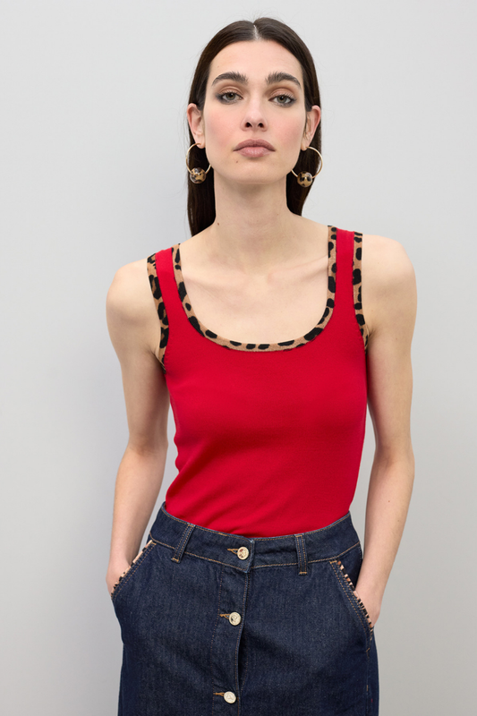 TOP VERMELHO COM CONTRASTE ANIMAL PRINT - LOLA CASADEMUNT