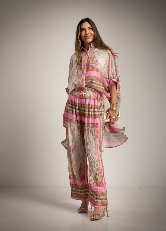 CONJUNTO DE 2 PEÇAS EM TECIDO PLISSADO COM CORNUCÓPIAS - ALIBY