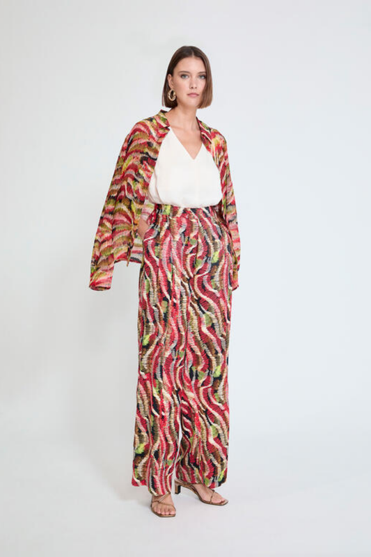 CALÇAS PALAZZO DE ESTAMPADO MULTICOLOR - LOLA CASADEMUNT