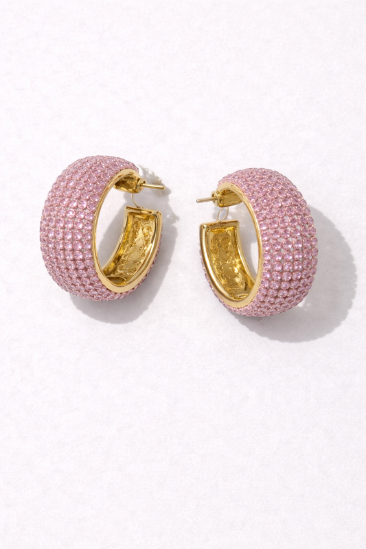 ARGOLAS COM STRASS EM ROSA  - ALIBY