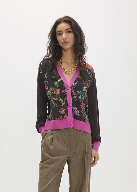 CARDIGAN BIMATERAL COM ESTAMPADO DE FLORES BY MAITE - LOLA CASADEMUNT