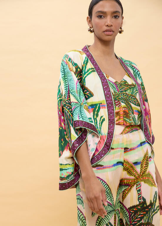 KIMONO COM ESTAMPADO TROPICAL - LOLA CASADEMUNT
