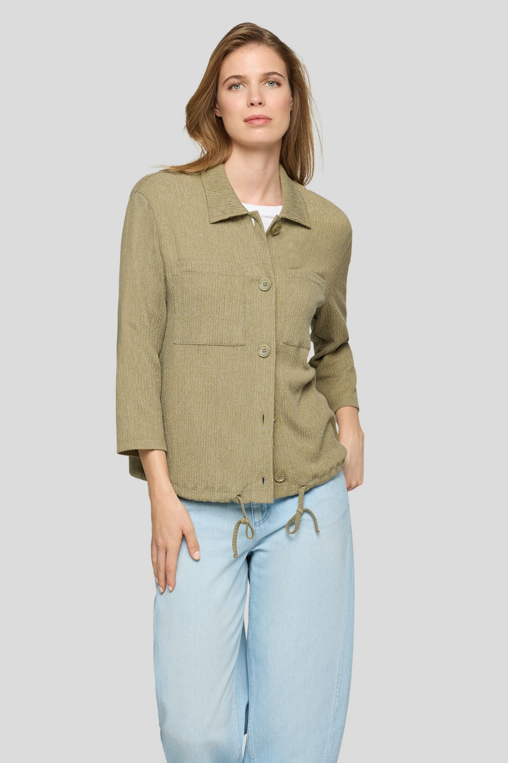 CASACO TIPO JAQUETA EM MALHA KAKI - RABE