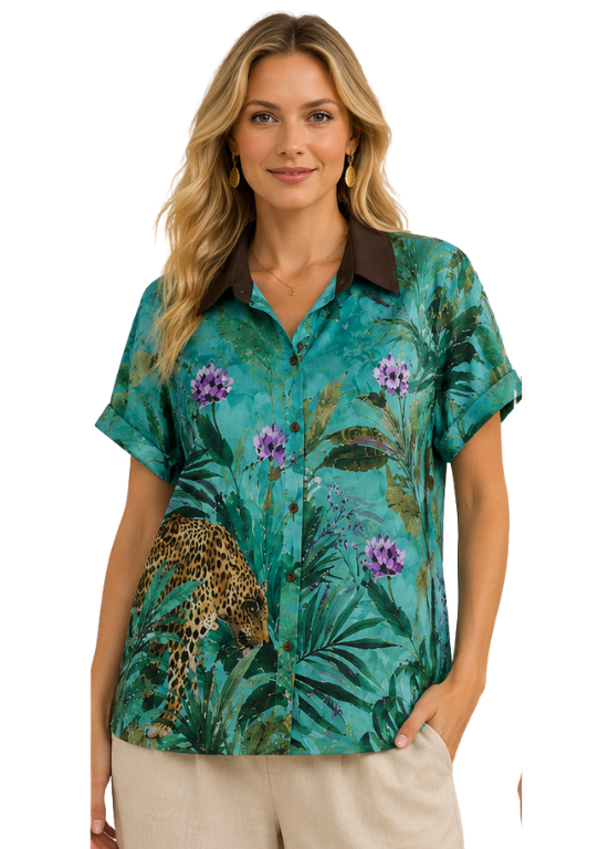 BLUSA FRESCA COM ESTAMPADO JUNGLE - ALIBY