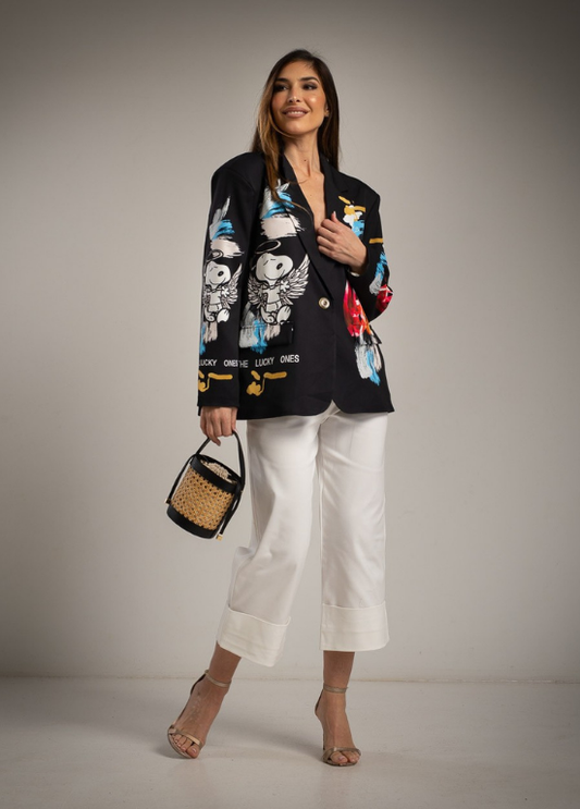 BLAZER PRETO COM ESTAMPADO DO SNOOPY - ALIBY