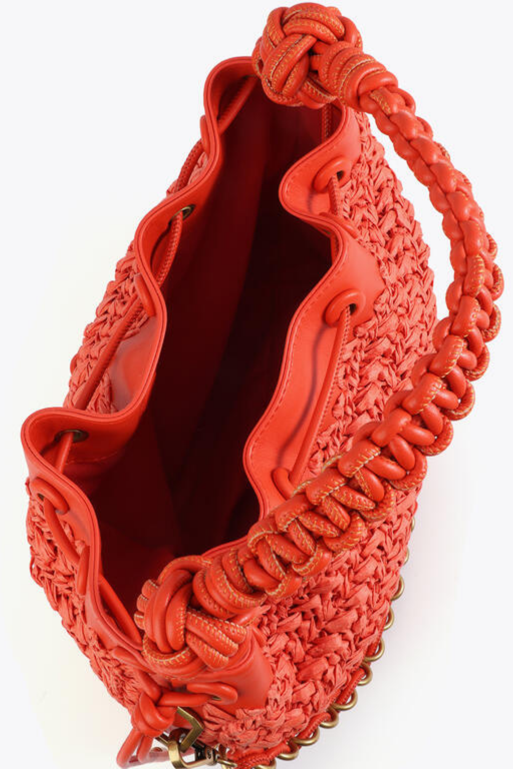 MALA BUCKET CORAL COM DETALHE ENTRAÇADO - LOLA CASADEMUNT BY MAITE
