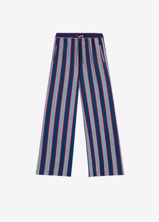CALÇAS DIREITAS COM ESTAMPADO DE RISCAS EM AZUL E BRANCO - VILAGALLO
