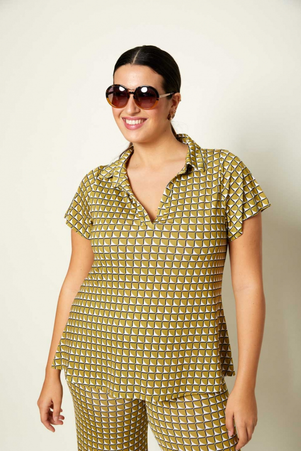 POLO ESTAMPADO GEOMÉTRICO PISTACHO - AN VITO