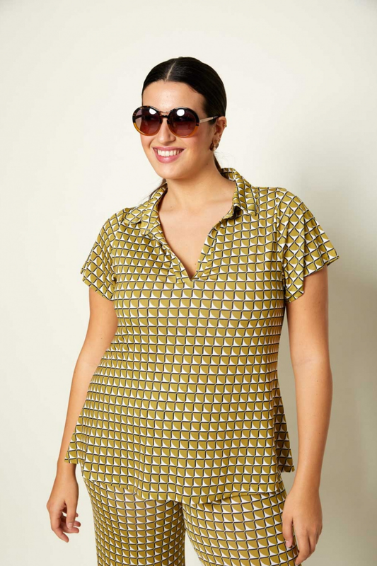 POLO ESTAMPADO GEOMÉTRICO PISTACHO - AN VITO