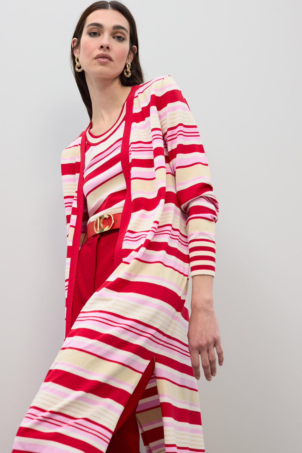 CARDIGAN LONGO RISCAS BICOLOR - LOLA CASADEMUNT