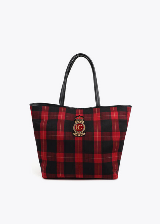 MALA SHOPPER EM XADREZ COM EMBLEMA - LOLA CASADEMUNT