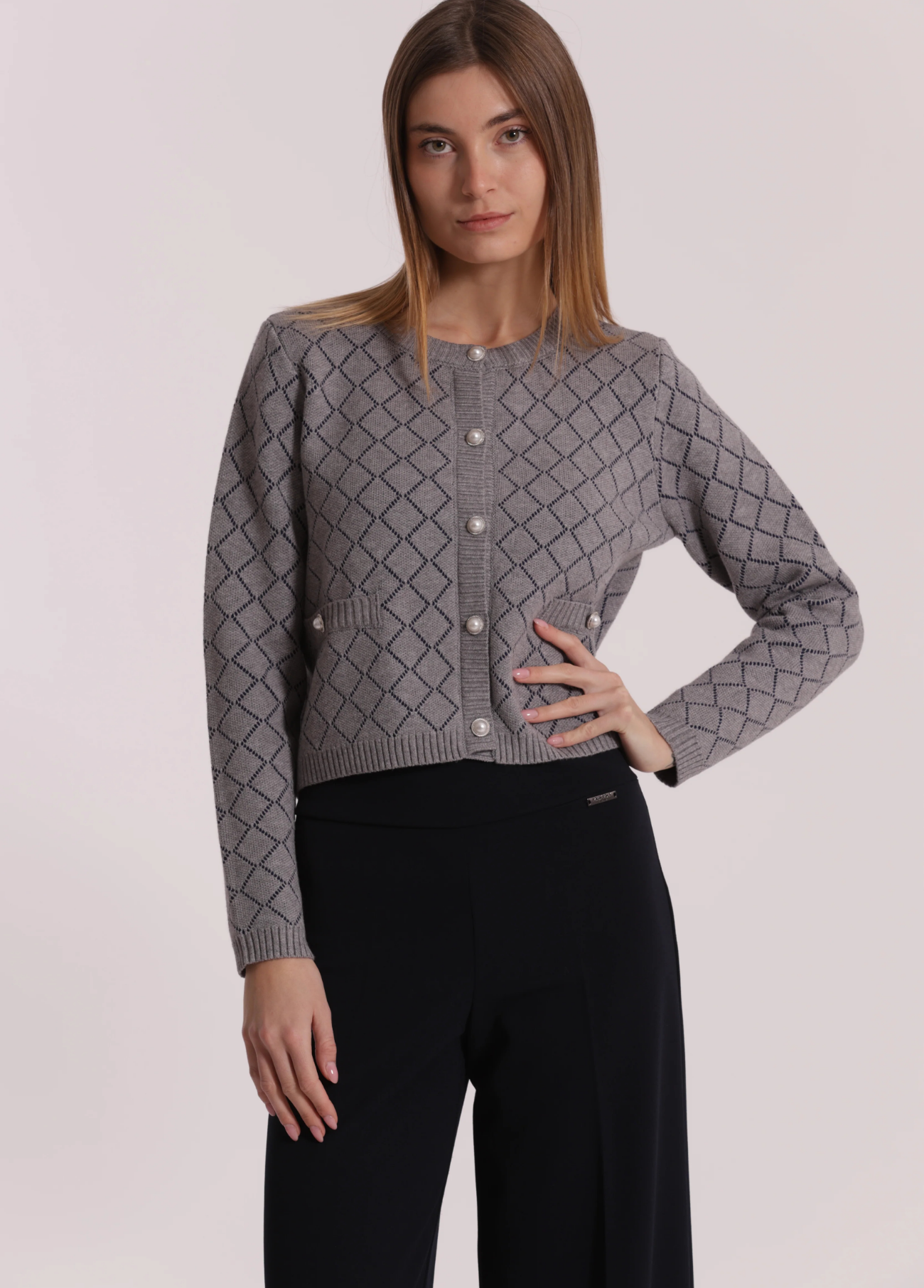 CARDIGAN COM ESTAMPA DE DIAMANTES - MIMI MUA