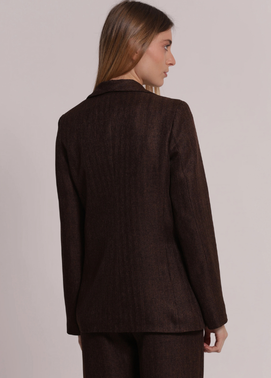 BLAZER TIPO TWEED EM ESPINHADO CASTANHO - MIMI MUA
