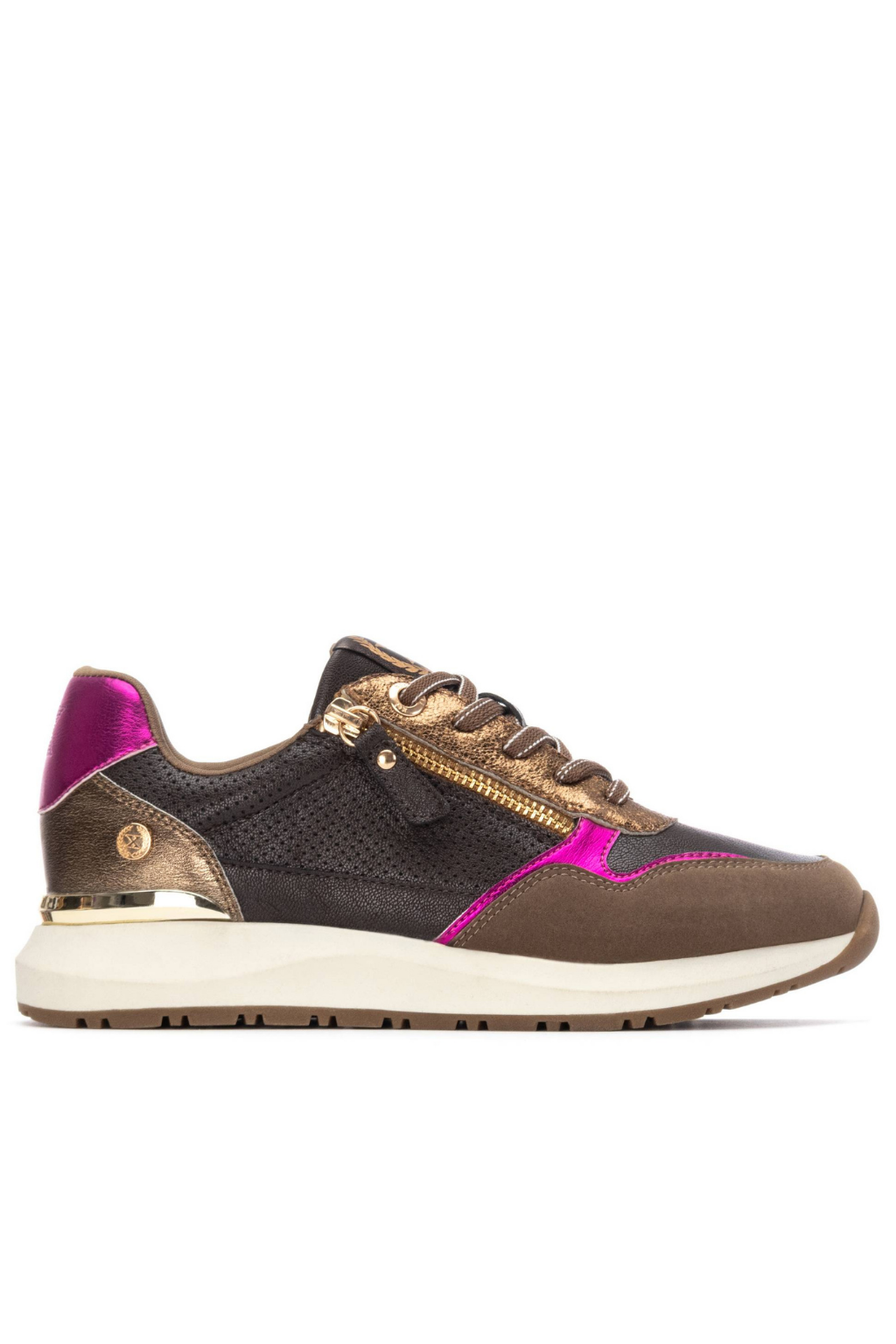 TÉNIS EM COURSO SINTÉTICO CASTANHOS COM DETALHES FUSCIA - XTI shoes