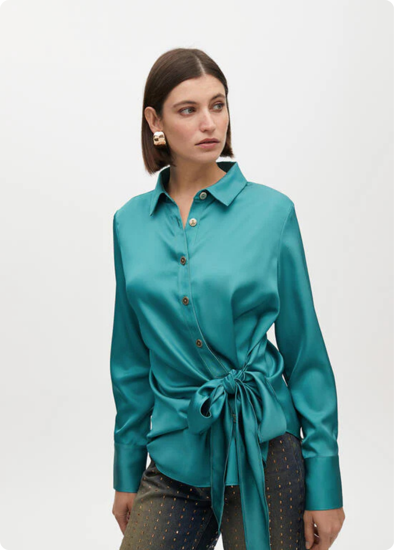 CAMISA ACETINADA COM LAÇADA - LOLA CASADEMUNT